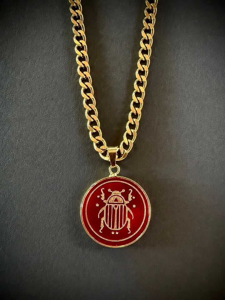 Golden Scarab on Red Carnelian