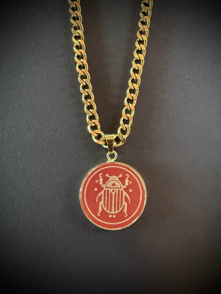Red Jasper & Golden Scarab
